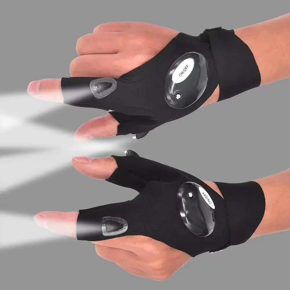 Fingerless Glove LED Flashlight Waterproof Torch Tool
