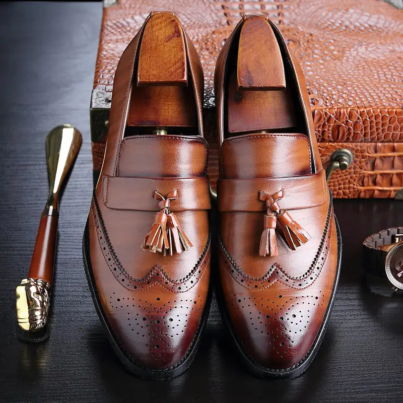 Classic Leather Tassel Loafers For Men