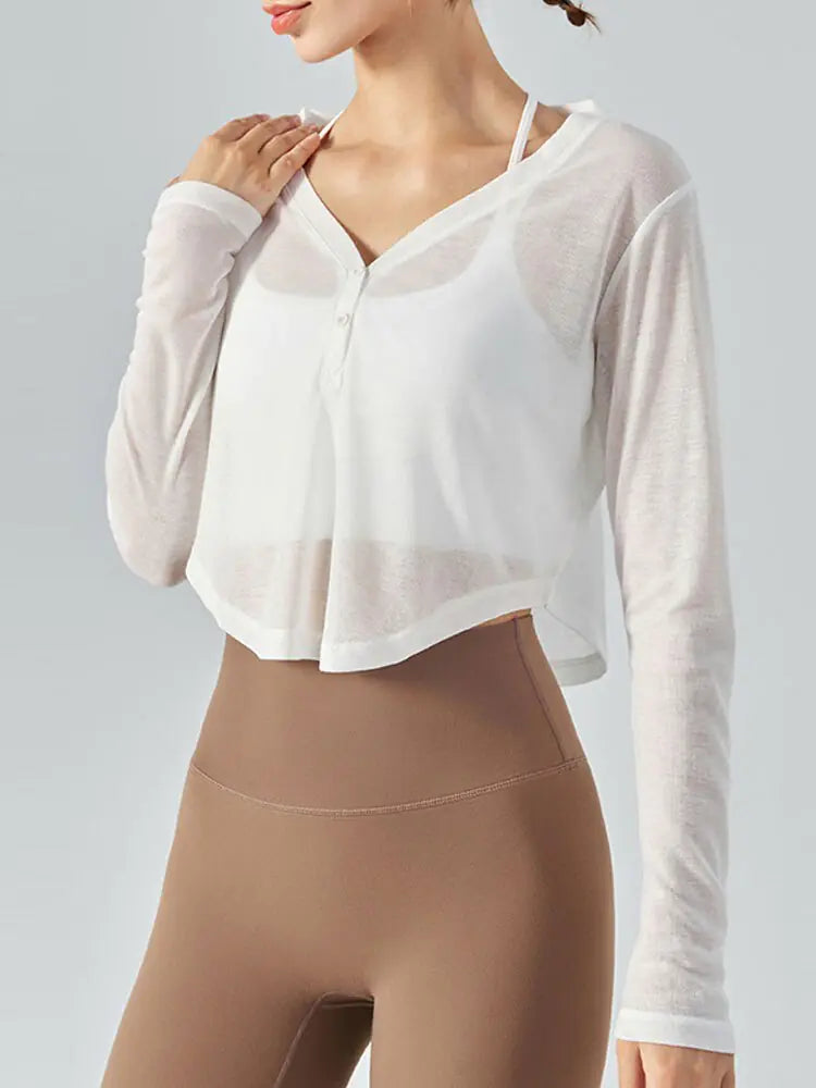 Chic Slim Sleeve Yoga Top for Women