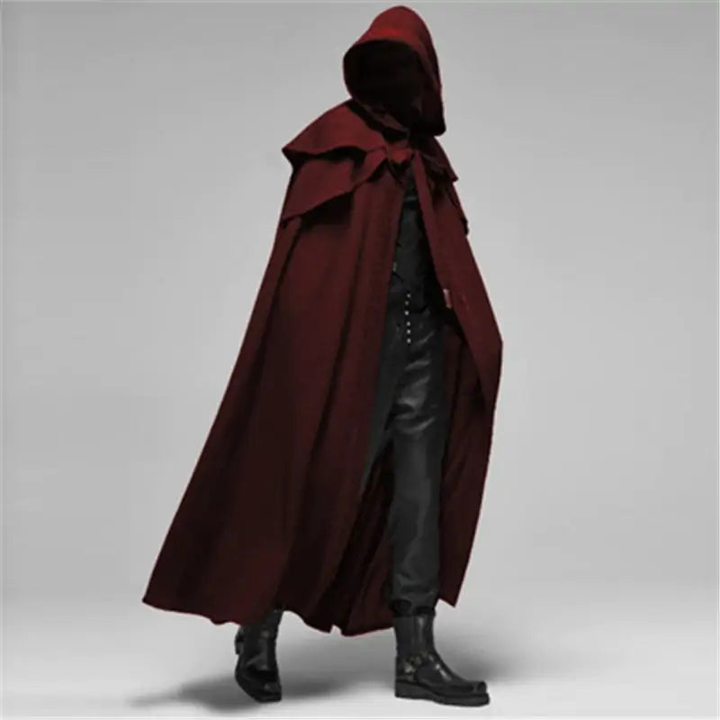 Hooded Solid Loose Cloak For Men