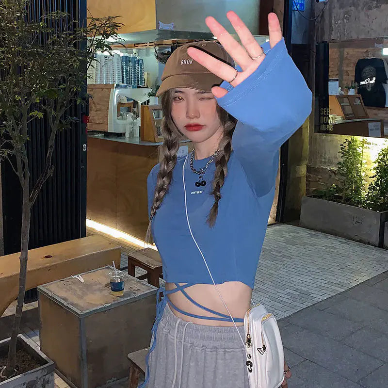 Long Sleeve Manga Designed Sexy Crop For Women