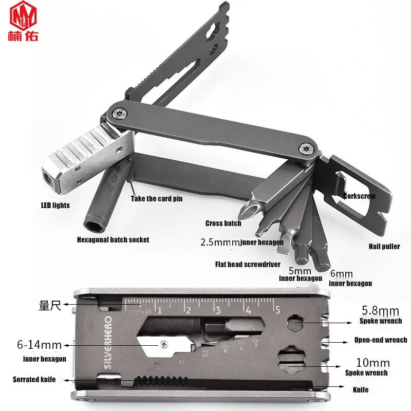 Portable Multitool Outdoor EDC with LED Light - Ultimate Cycling Companion