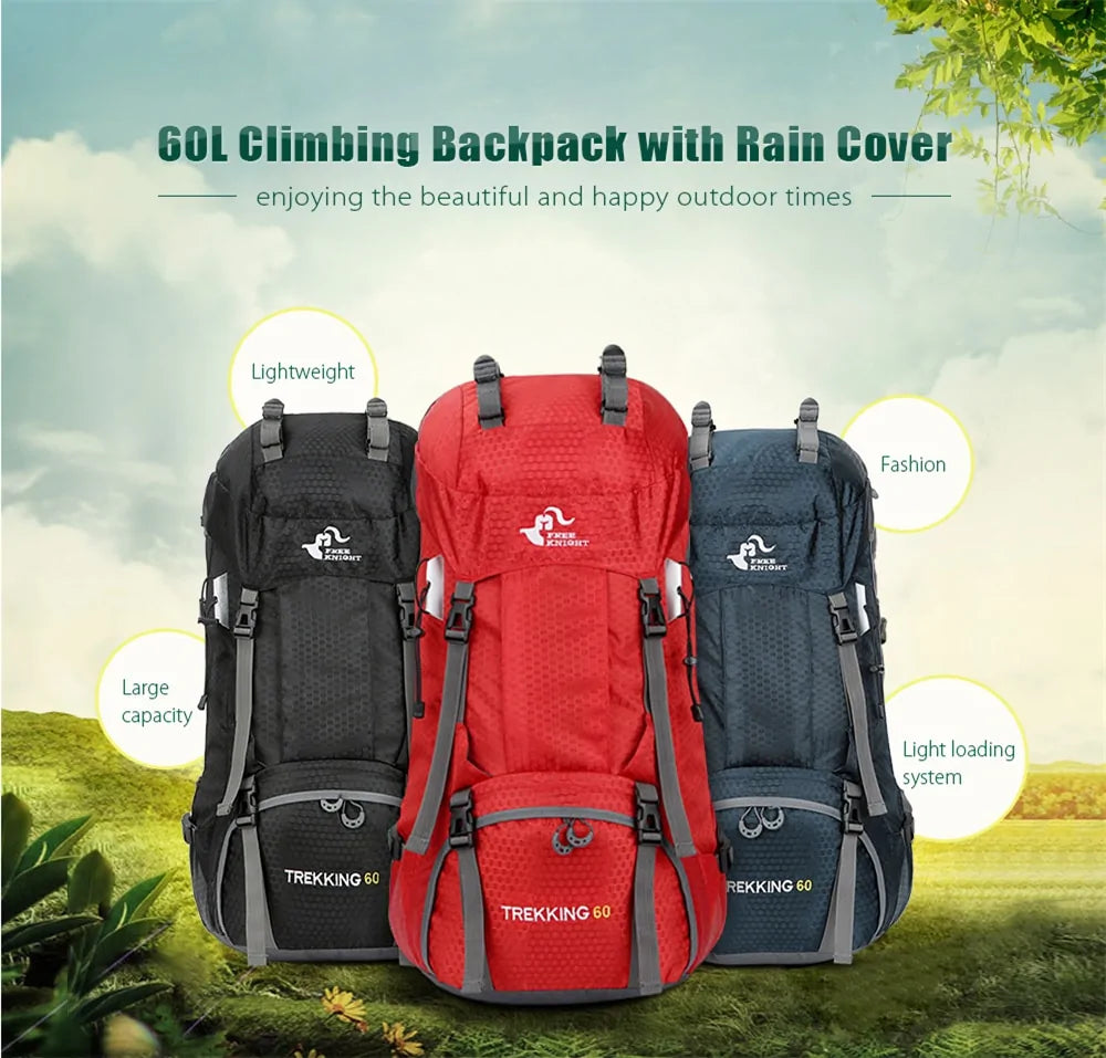 60L Outdoor Backpack with Rain Cover