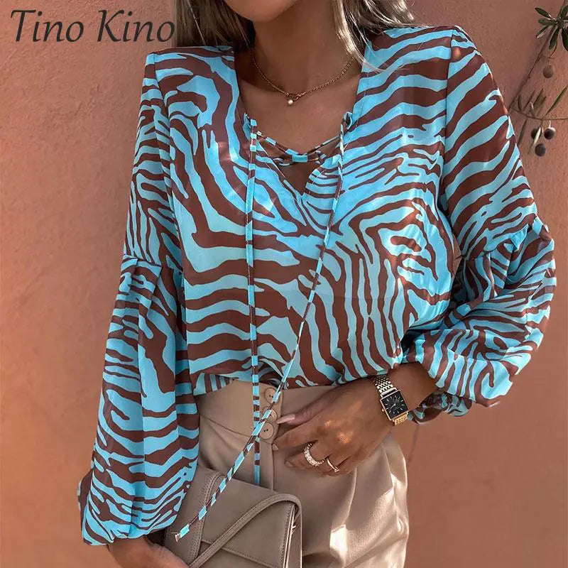 Stylish 2-Tone Zebra Design Blouse For Women