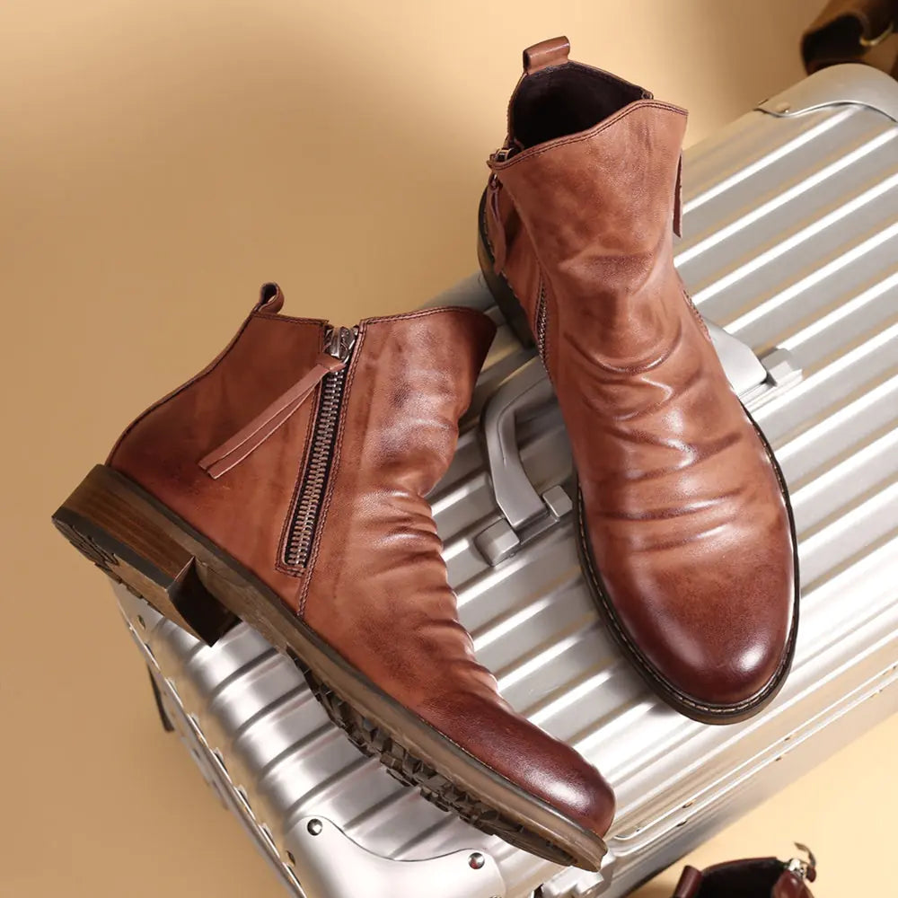 Retro Ankle Non-Slip Leather Boots For Men
